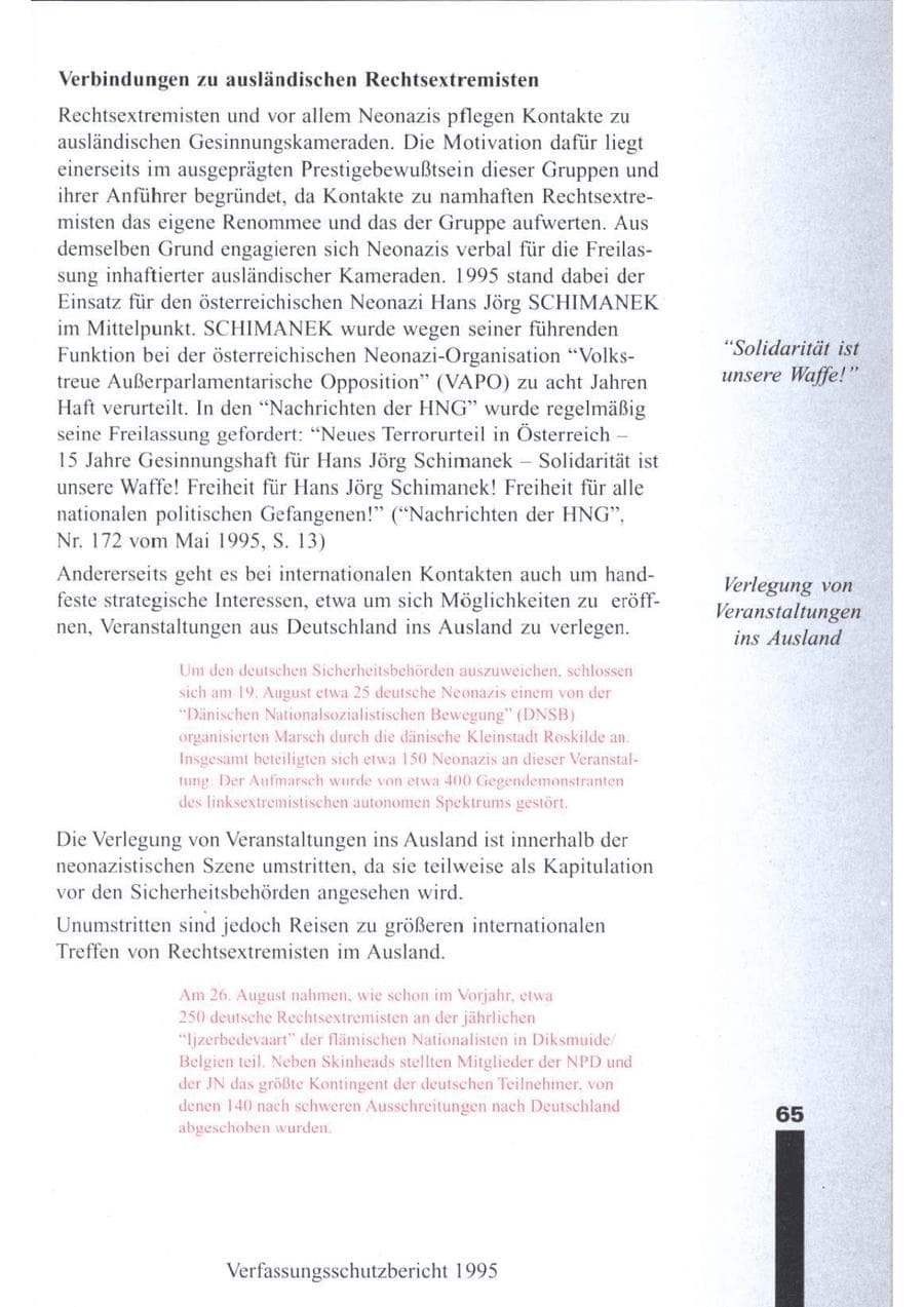 Seite 67 des Verfassungsschutzbericht 1995 Brandenburg