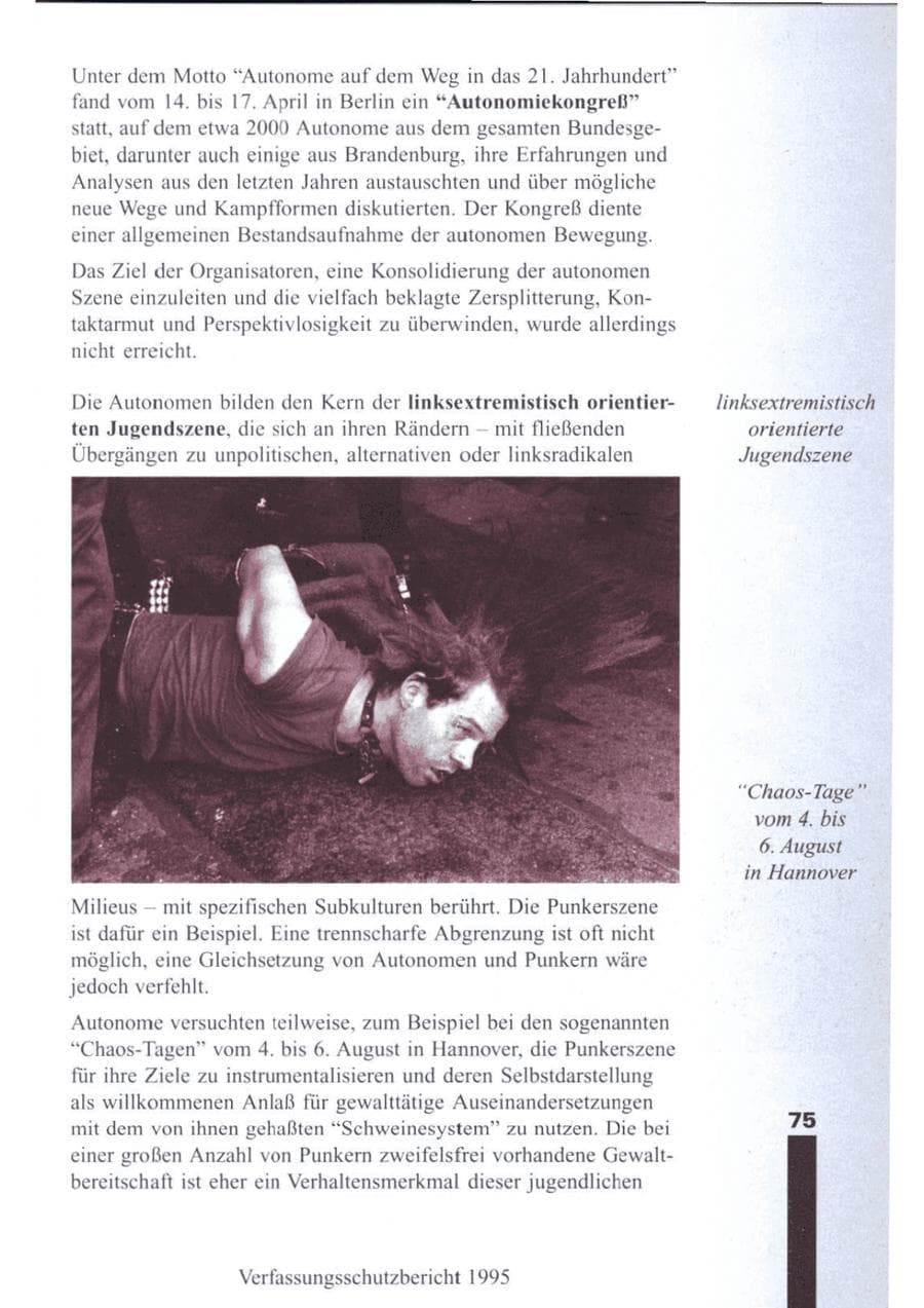 Seite 77 des Verfassungsschutzbericht 1995 Brandenburg