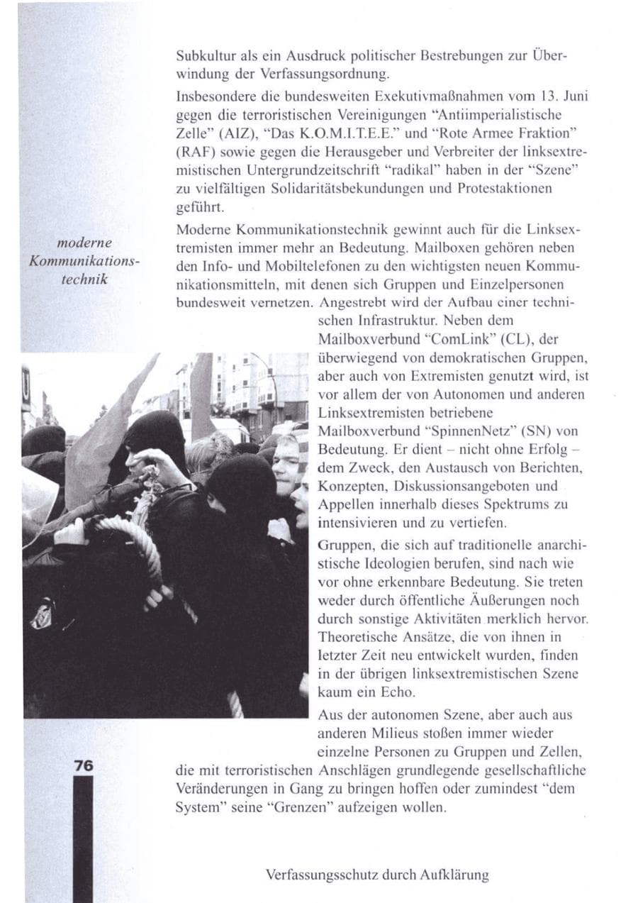 Seite 78 des Verfassungsschutzbericht 1995 Brandenburg