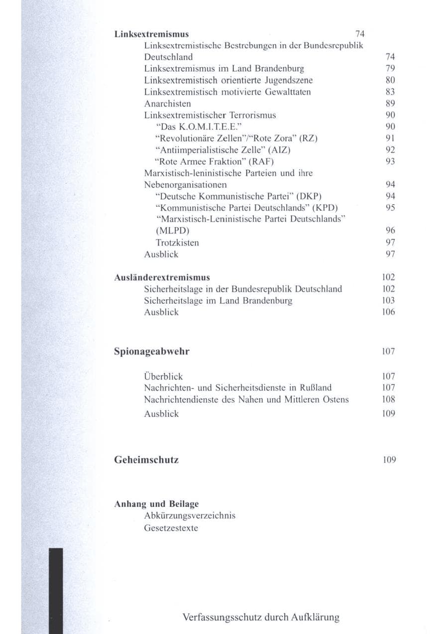 Seite 9 des Verfassungsschutzbericht 1995 Brandenburg