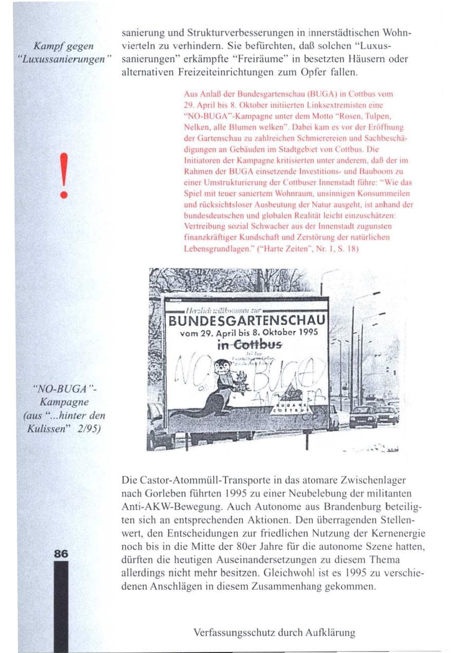 Seite 88 des Verfassungsschutzbericht 1995 Brandenburg