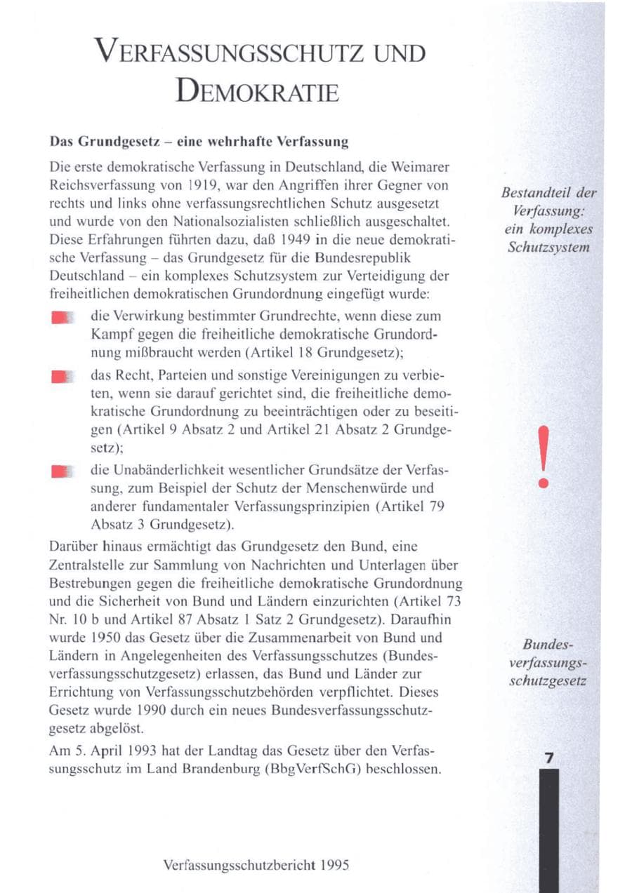 Seite 10 des Verfassungsschutzbericht 1995 Brandenburg