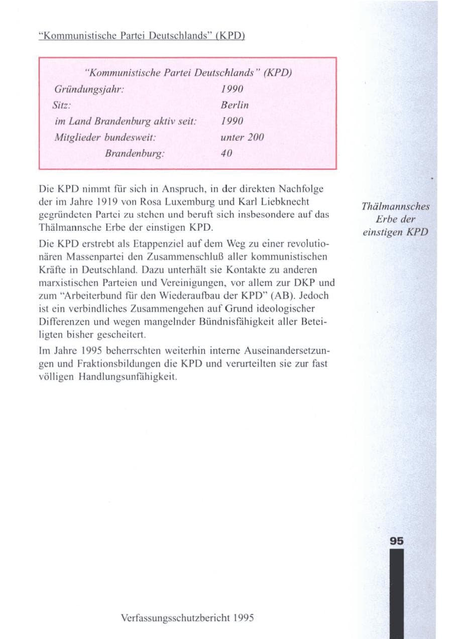 Seite 97 des Verfassungsschutzbericht 1995 Brandenburg
