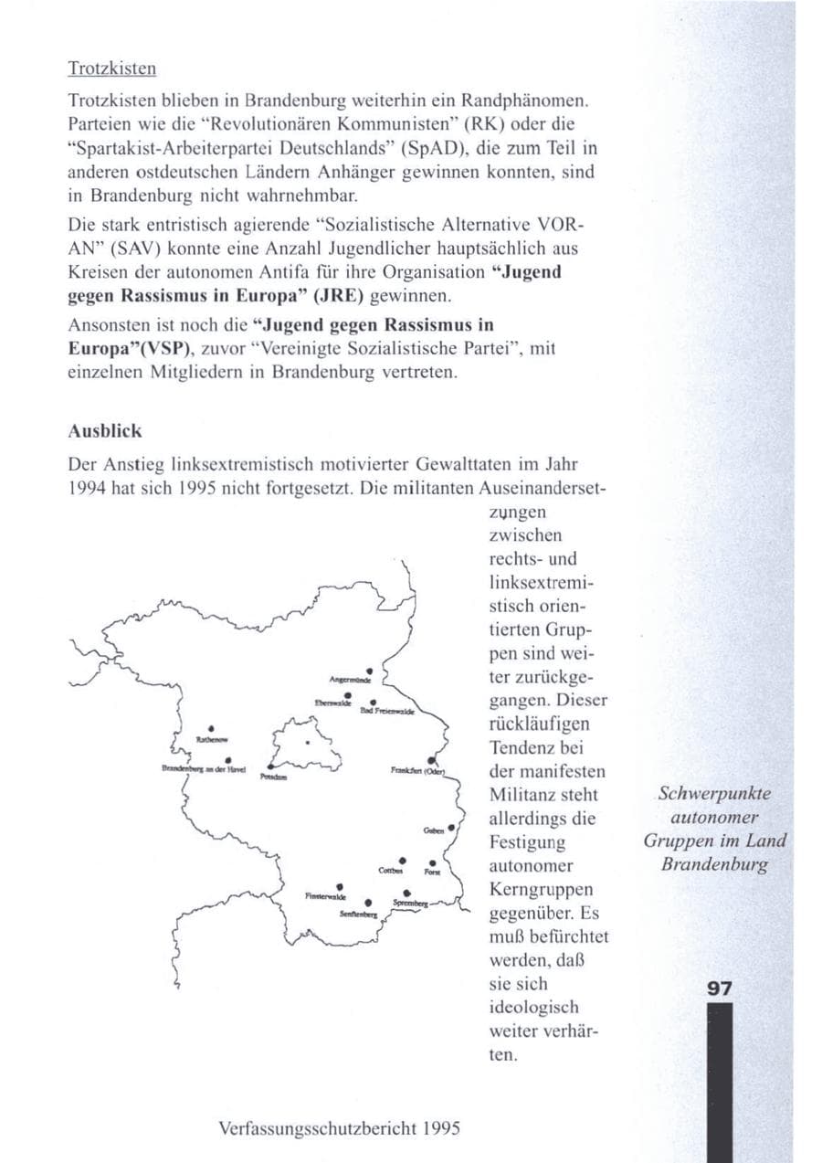 Seite 99 des Verfassungsschutzbericht 1995 Brandenburg