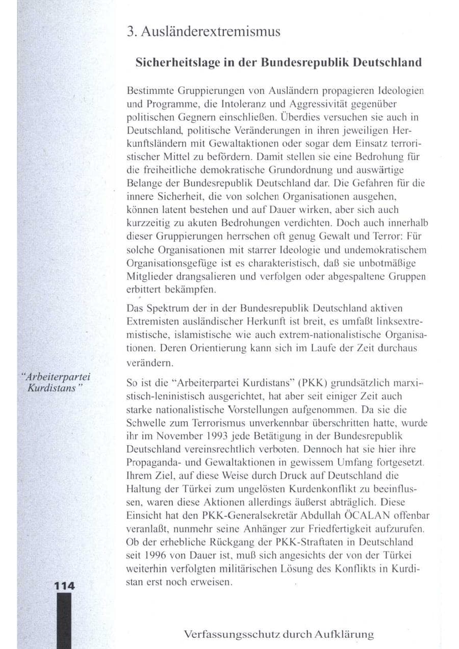 Seite 116 des Verfassungsschutzbericht 1996 Brandenburg