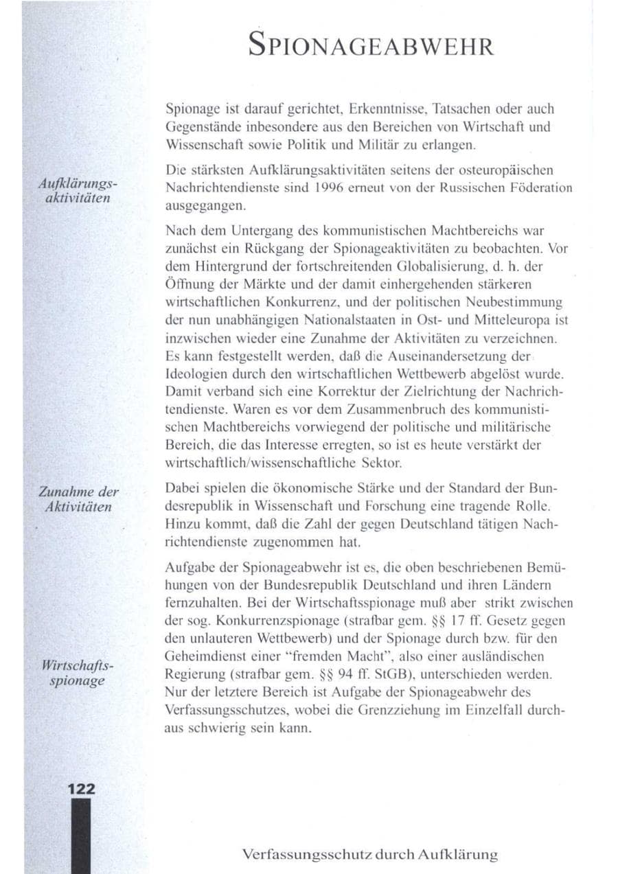 Seite 124 des Verfassungsschutzbericht 1996 Brandenburg