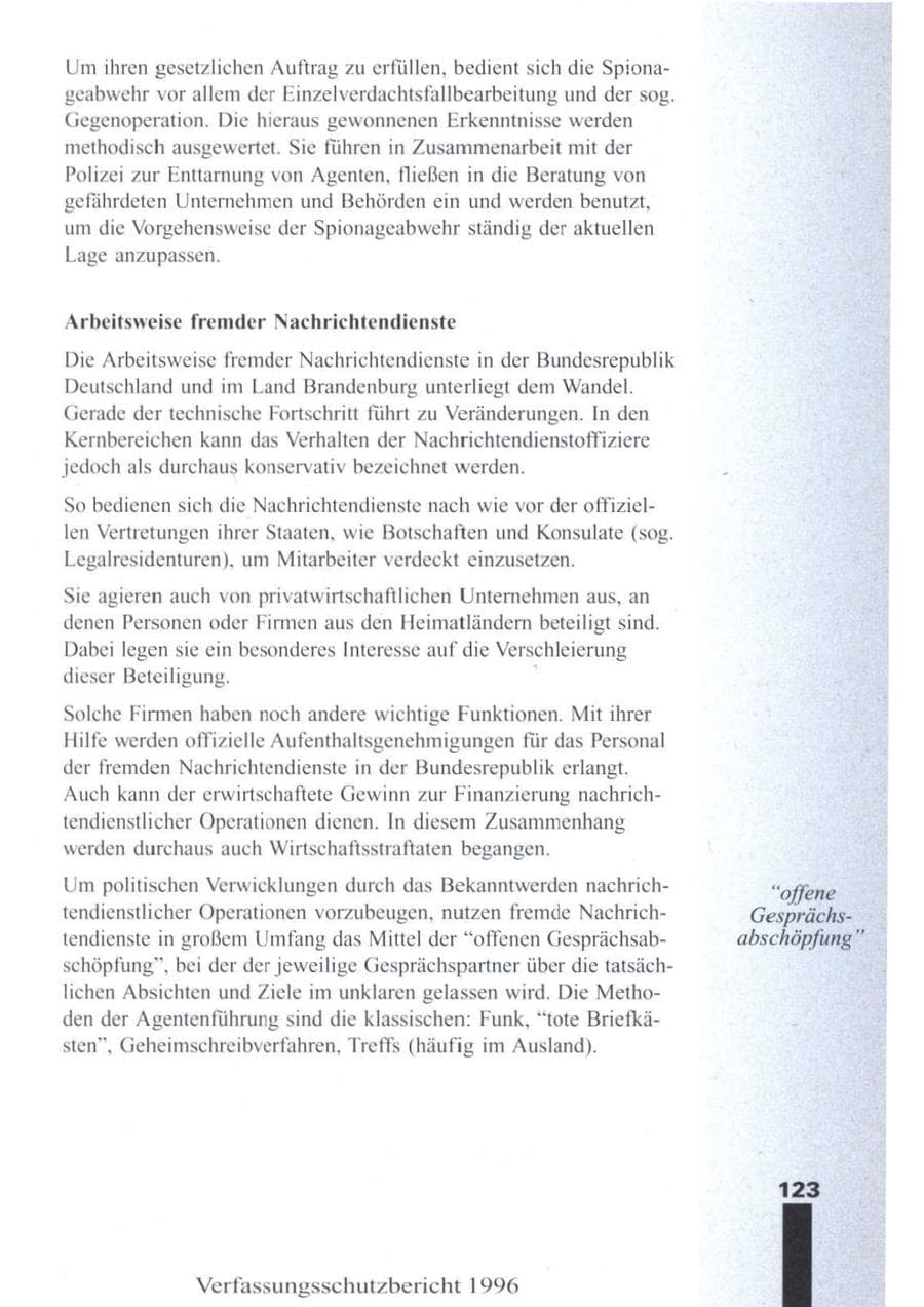 Seite 125 des Verfassungsschutzbericht 1996 Brandenburg