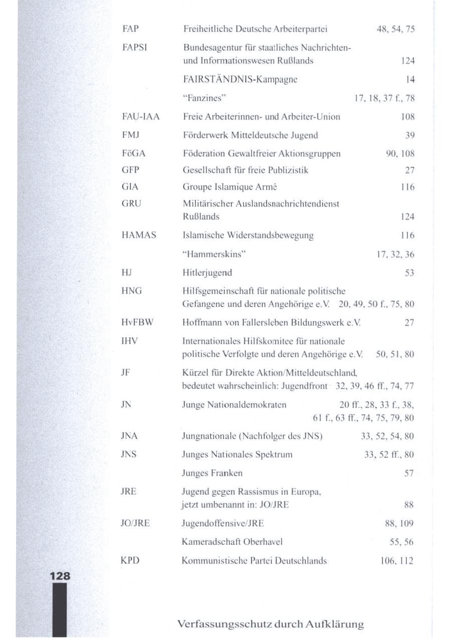 Seite 130 des Verfassungsschutzbericht 1996 Brandenburg