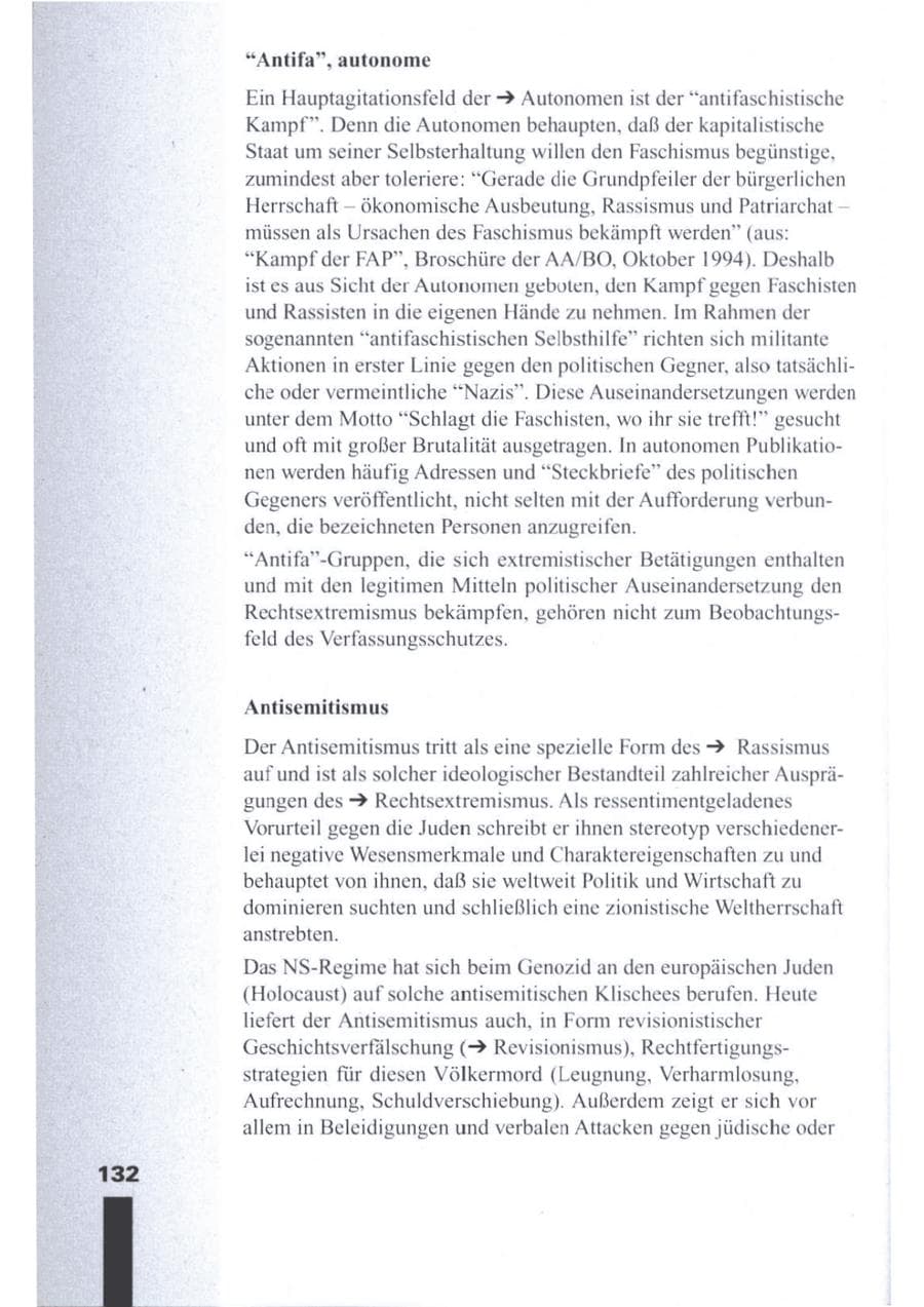 Seite 134 des Verfassungsschutzbericht 1996 Brandenburg