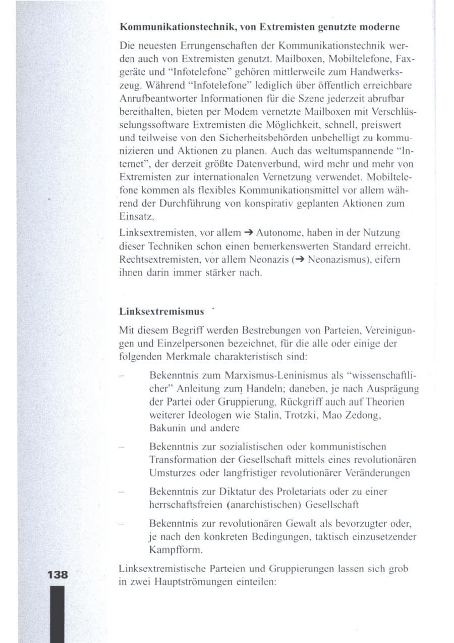 Seite 140 des Verfassungsschutzbericht 1996 Brandenburg