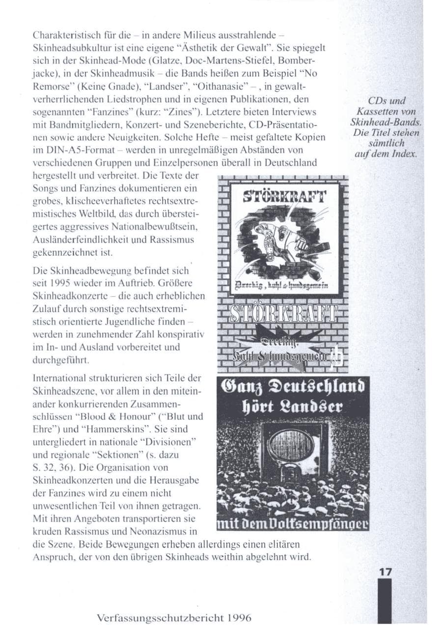 Seite 19 des Verfassungsschutzbericht 1996 Brandenburg