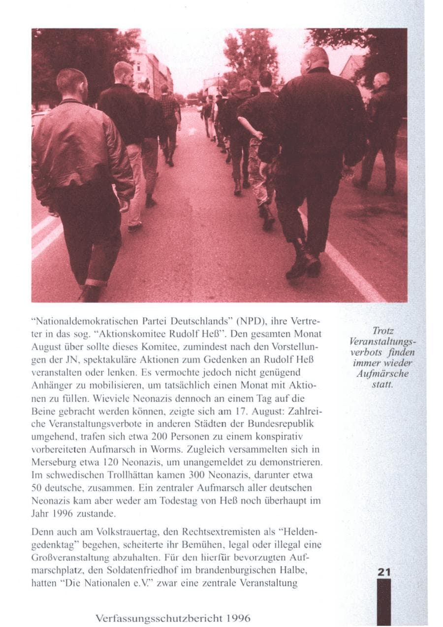 Seite 23 des Verfassungsschutzbericht 1996 Brandenburg
