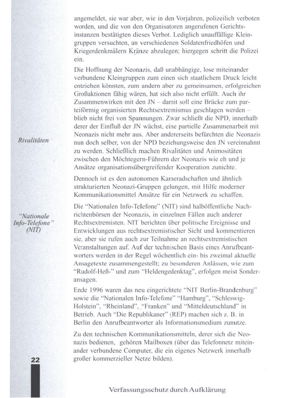 Seite 24 des Verfassungsschutzbericht 1996 Brandenburg