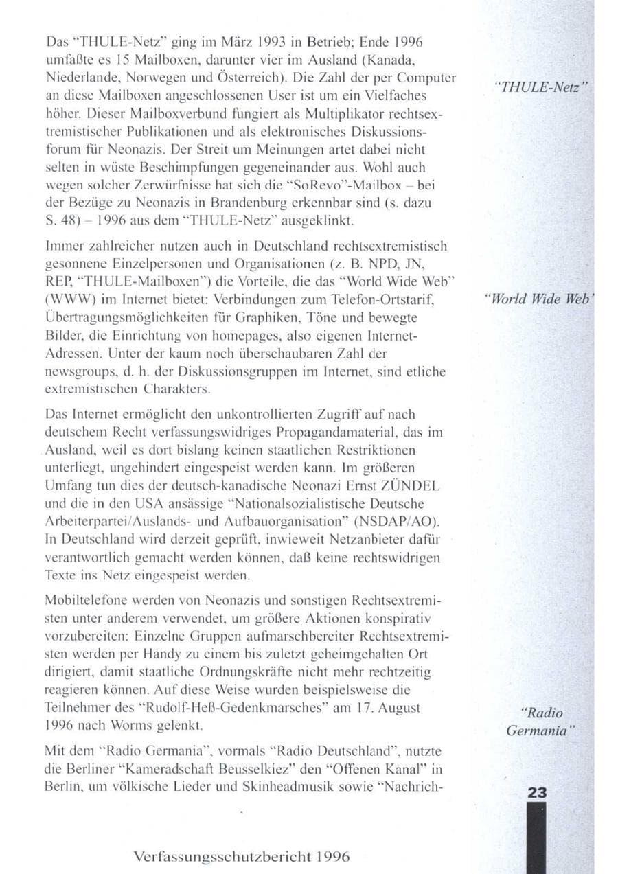 Seite 25 des Verfassungsschutzbericht 1996 Brandenburg