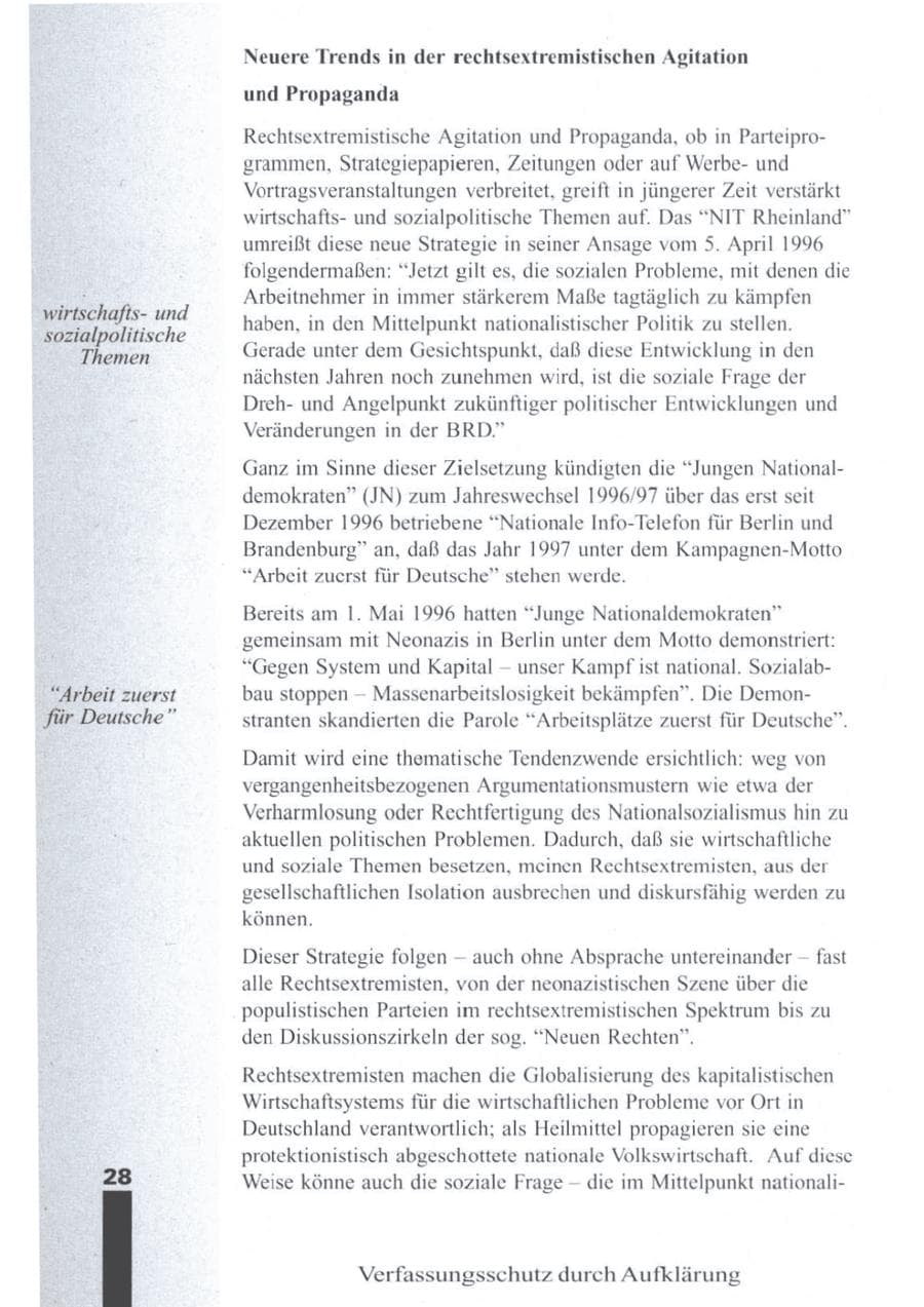 Seite 30 des Verfassungsschutzbericht 1996 Brandenburg
