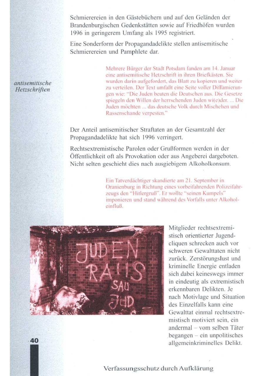 Seite 42 des Verfassungsschutzbericht 1996 Brandenburg
