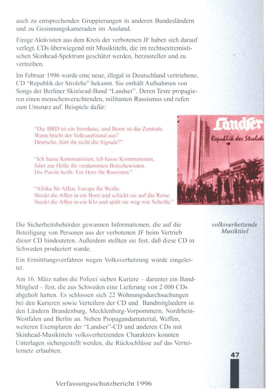 Seite 49 des Verfassungsschutzbericht 1996 Brandenburg