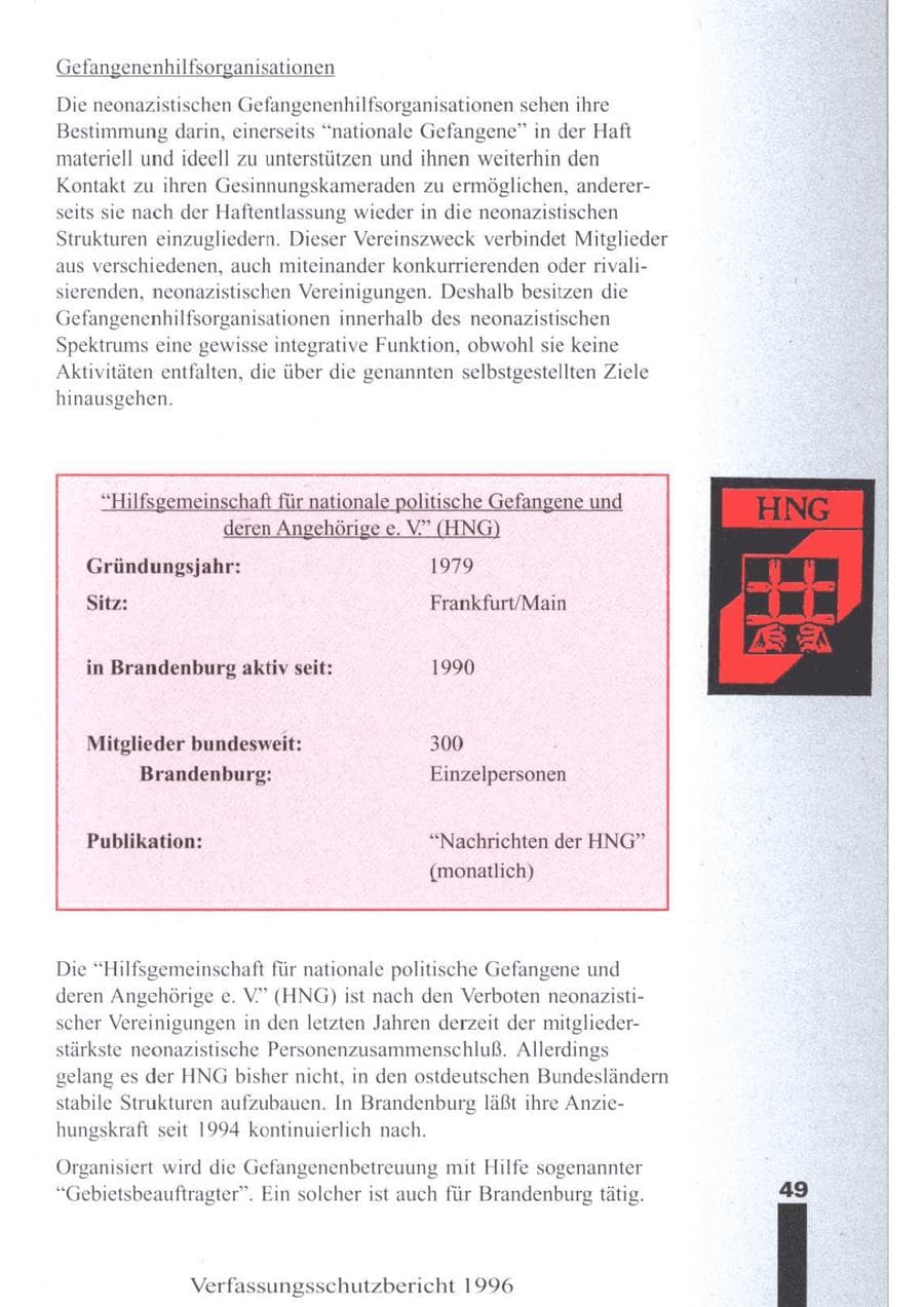 Seite 51 des Verfassungsschutzbericht 1996 Brandenburg
