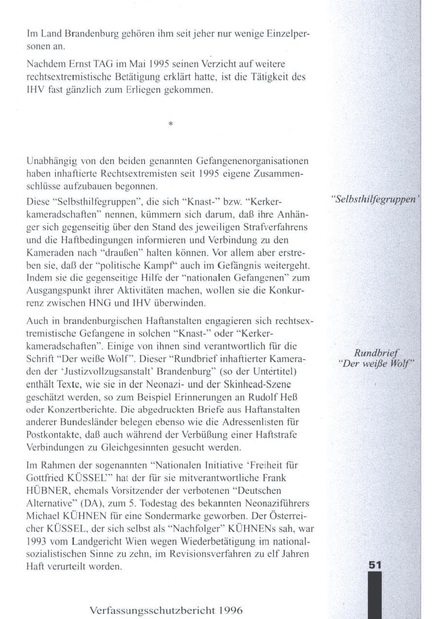 Seite 53 des Verfassungsschutzbericht 1996 Brandenburg