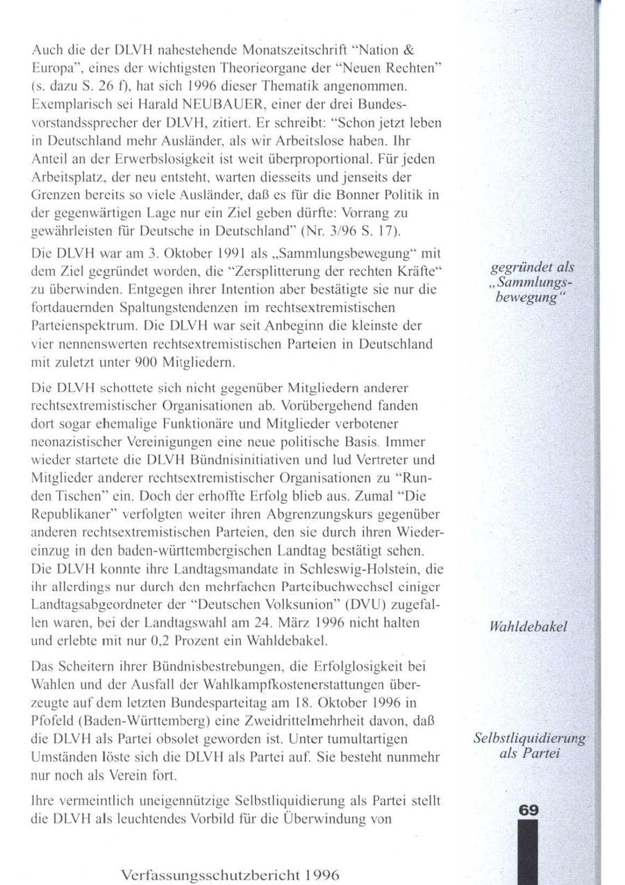 Seite 71 des Verfassungsschutzbericht 1996 Brandenburg