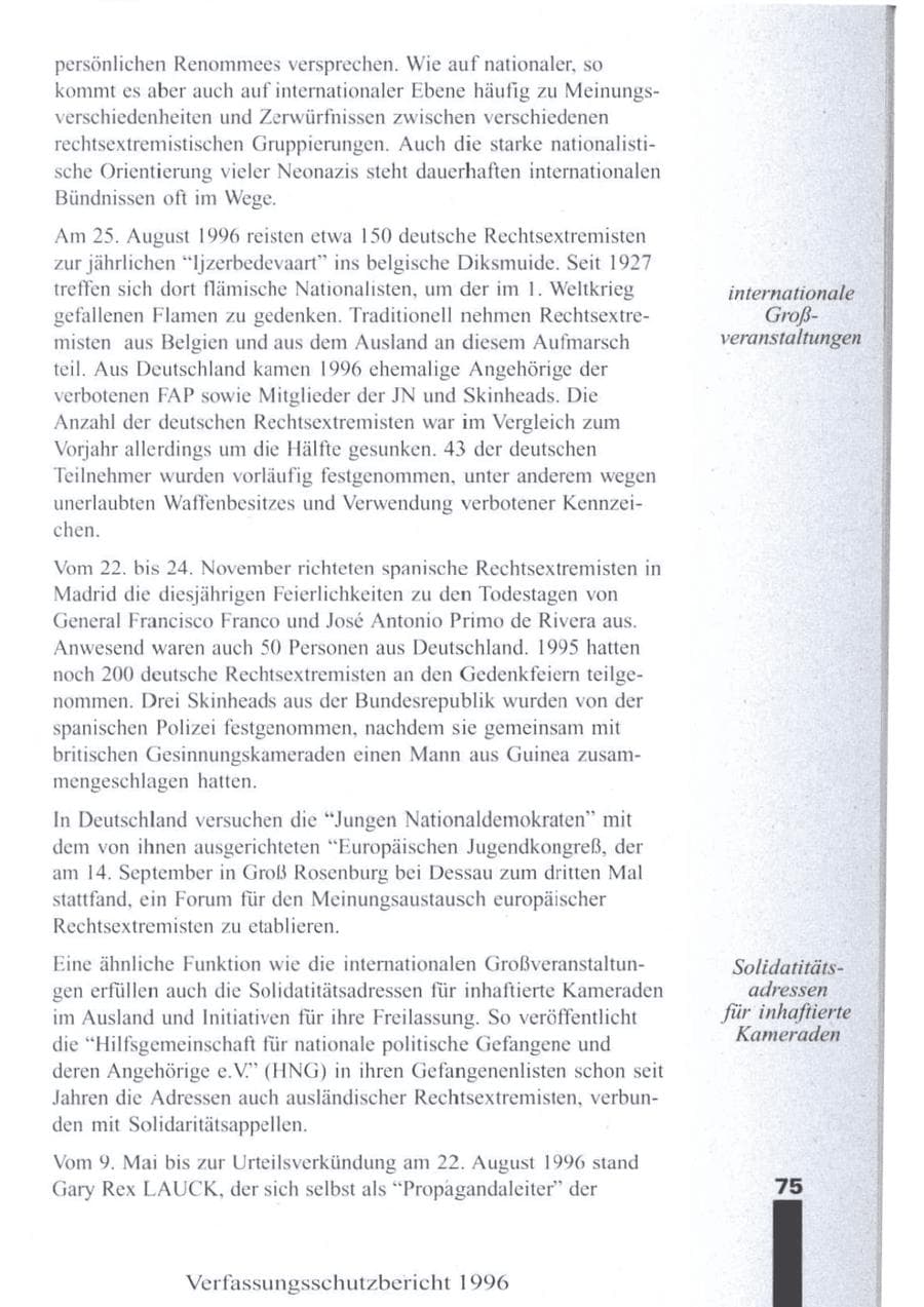 Seite 77 des Verfassungsschutzbericht 1996 Brandenburg