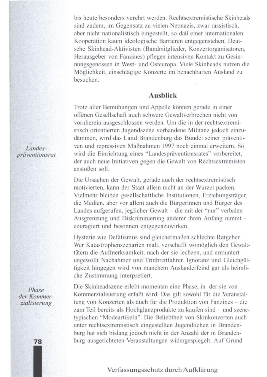 Seite 80 des Verfassungsschutzbericht 1996 Brandenburg
