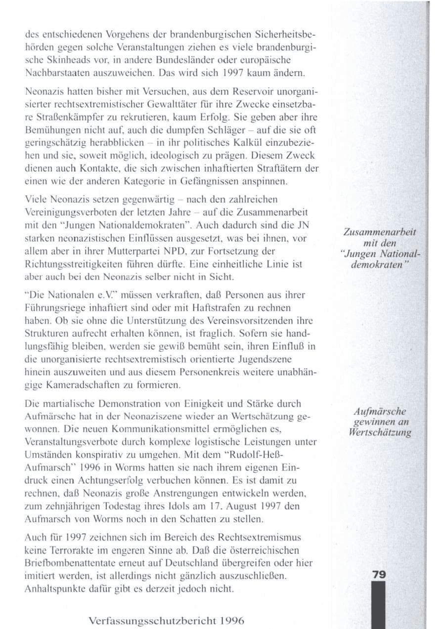 Seite 81 des Verfassungsschutzbericht 1996 Brandenburg