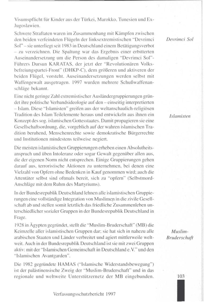 Seite 105 des Verfassungsschutzbericht 1997 Brandenburg