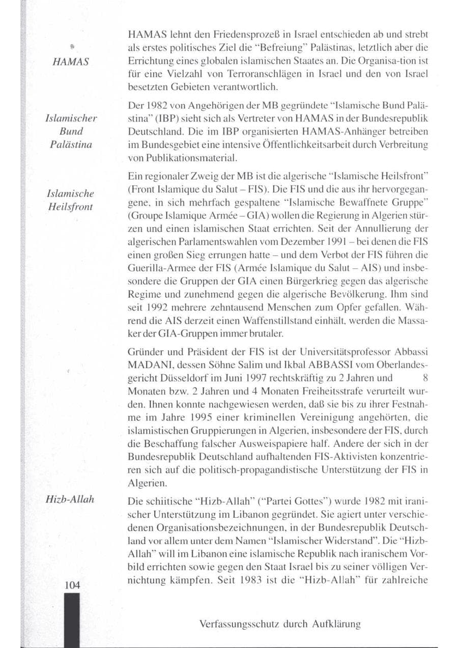Seite 106 des Verfassungsschutzbericht 1997 Brandenburg