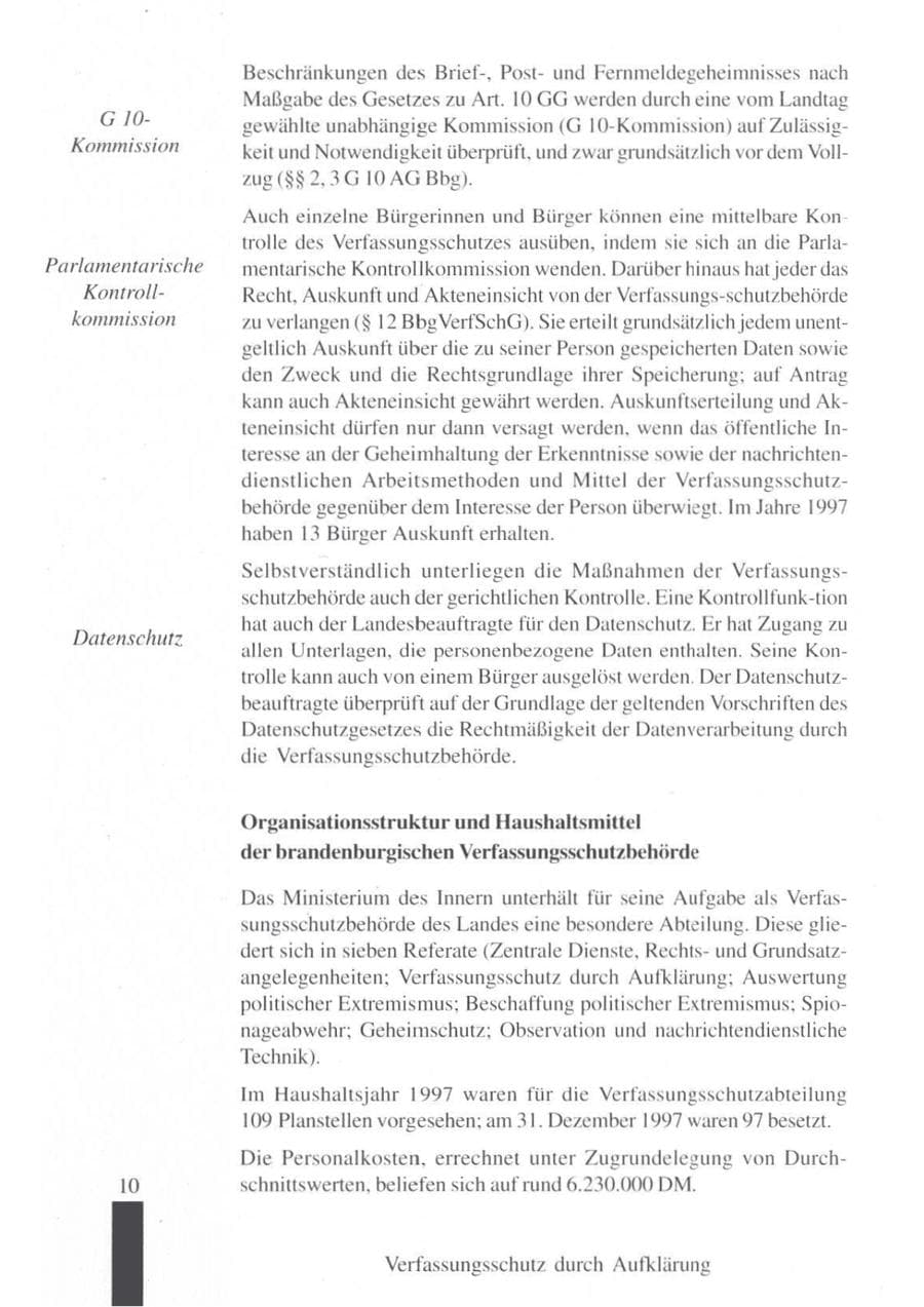 Seite 12 des Verfassungsschutzbericht 1997 Brandenburg