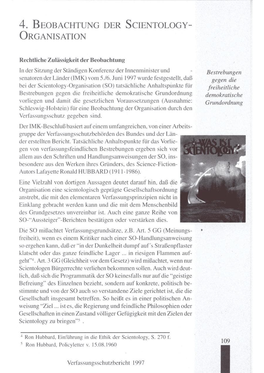 Seite 111 des Verfassungsschutzbericht 1997 Brandenburg