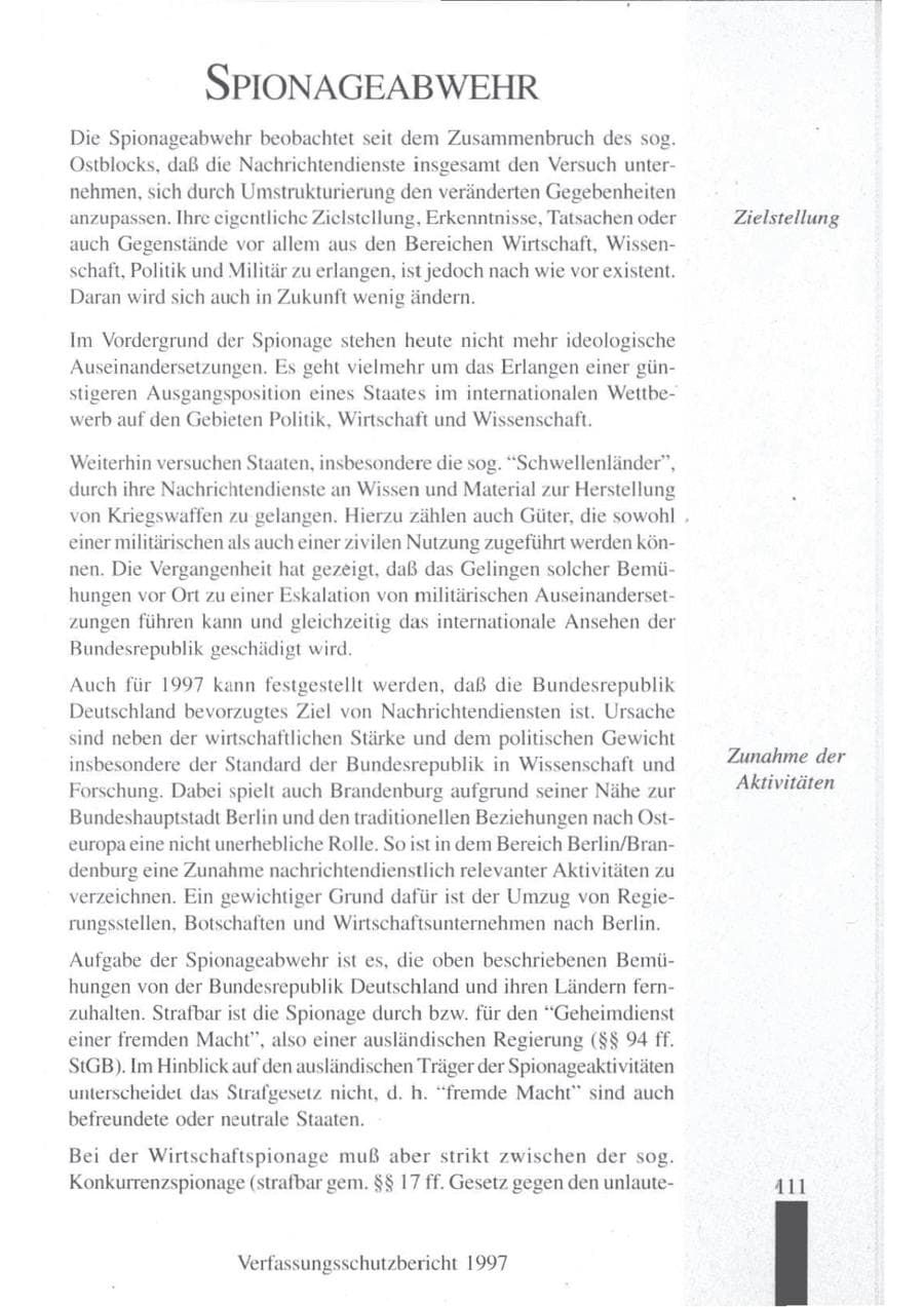 Seite 113 des Verfassungsschutzbericht 1997 Brandenburg