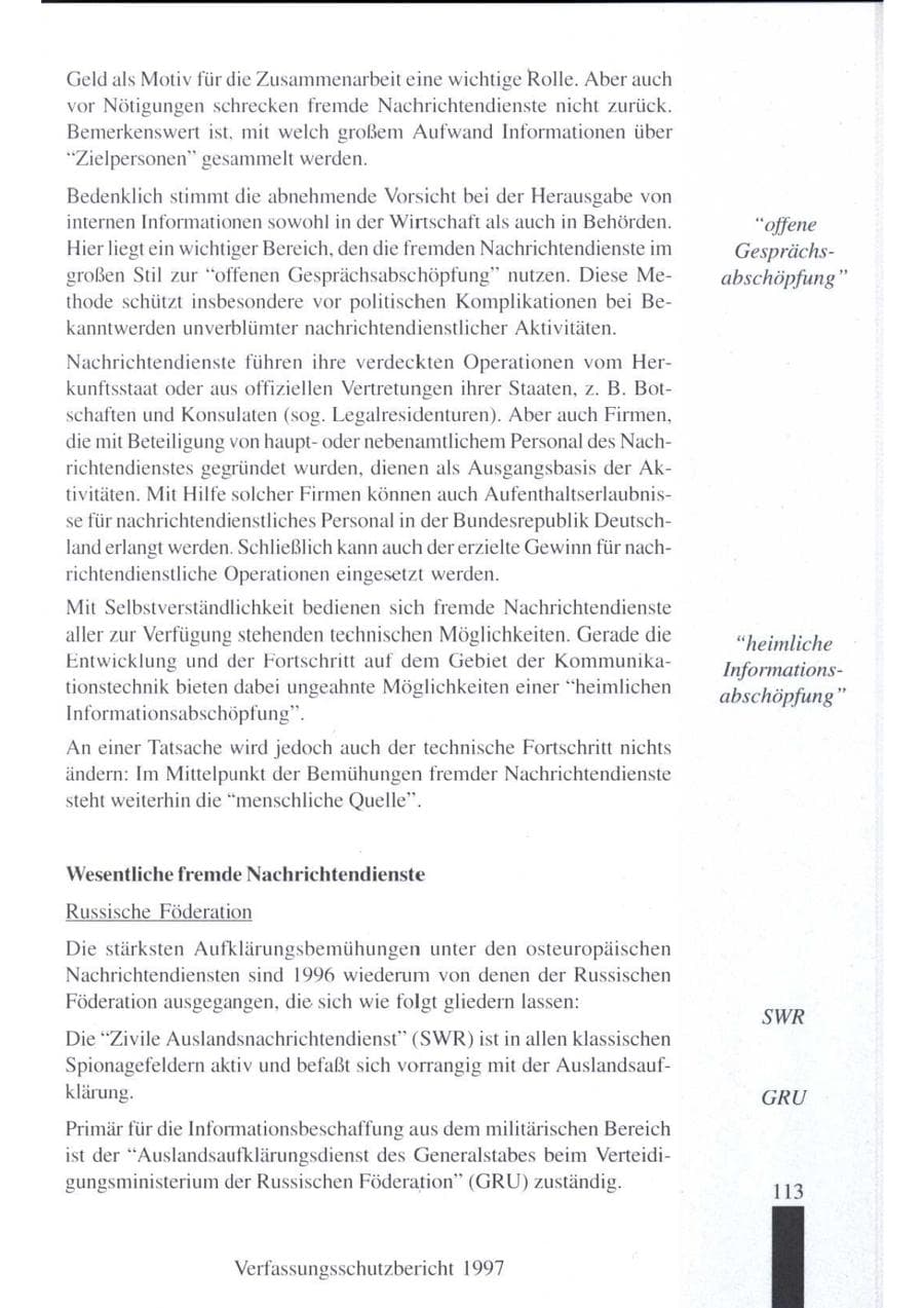 Seite 115 des Verfassungsschutzbericht 1997 Brandenburg
