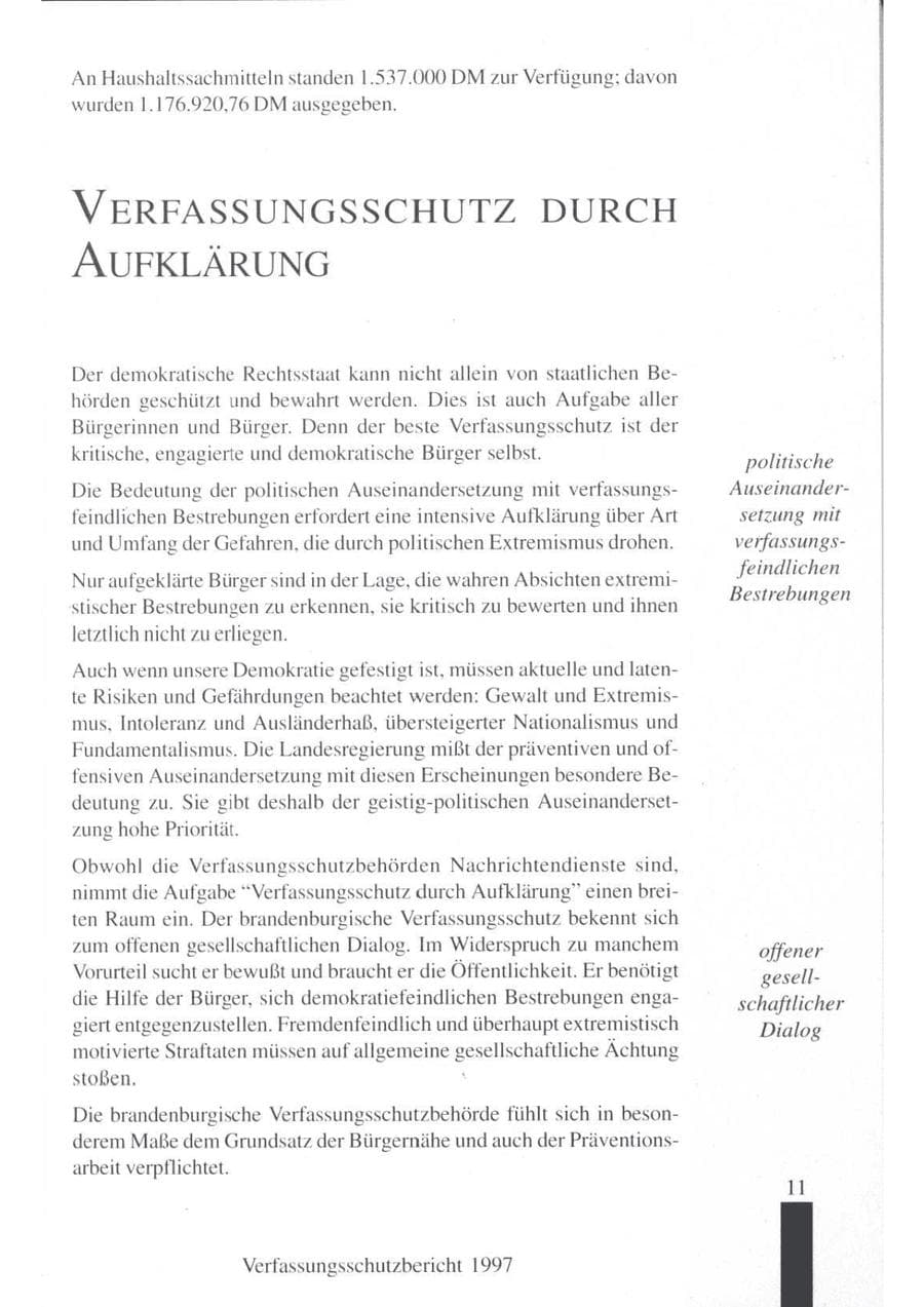 Seite 13 des Verfassungsschutzbericht 1997 Brandenburg