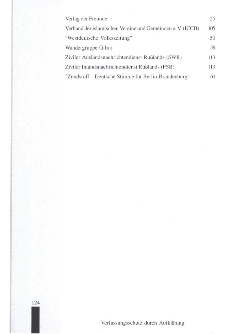 Seite 126 des Verfassungsschutzbericht 1997 Brandenburg