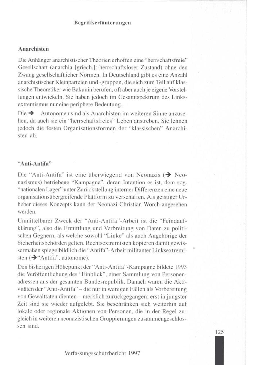 Seite 127 des Verfassungsschutzbericht 1997 Brandenburg