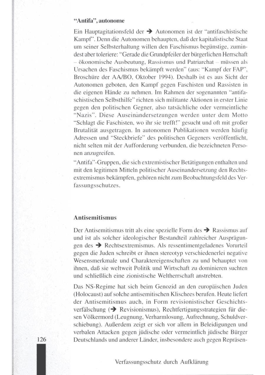 Seite 128 des Verfassungsschutzbericht 1997 Brandenburg