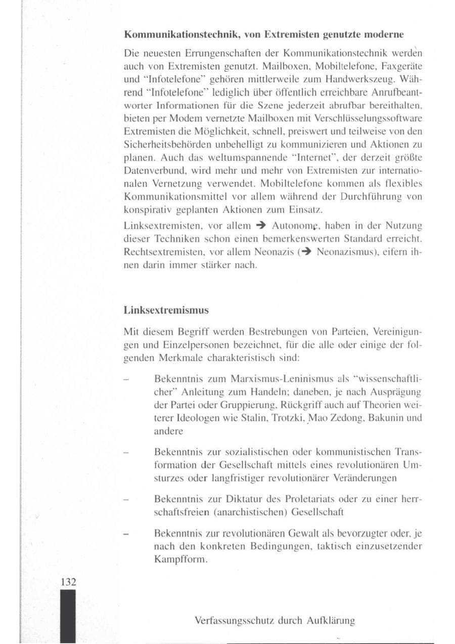 Seite 134 des Verfassungsschutzbericht 1997 Brandenburg