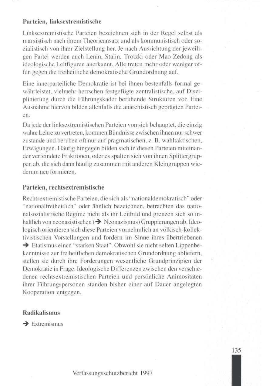 Seite 137 des Verfassungsschutzbericht 1997 Brandenburg