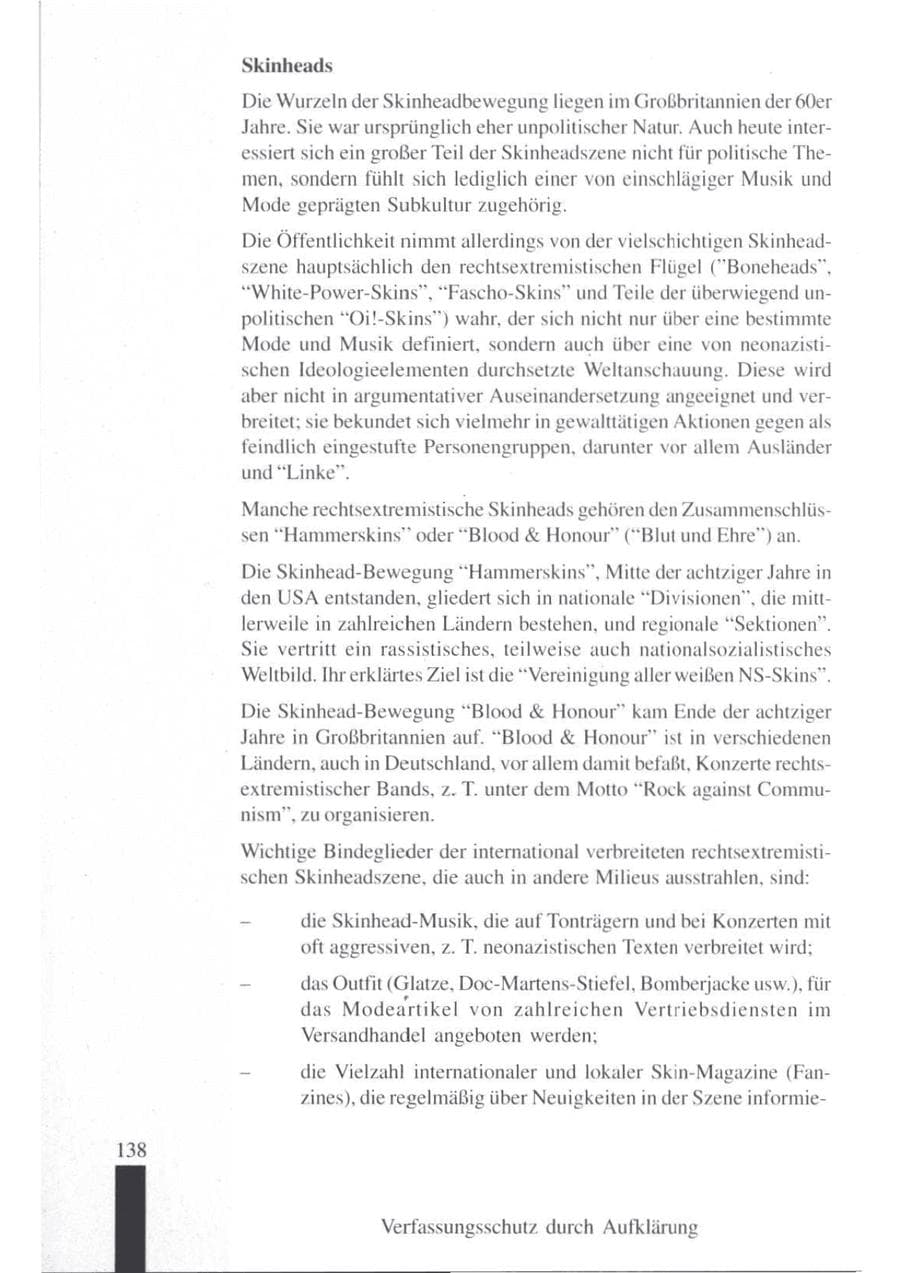 Seite 140 des Verfassungsschutzbericht 1997 Brandenburg