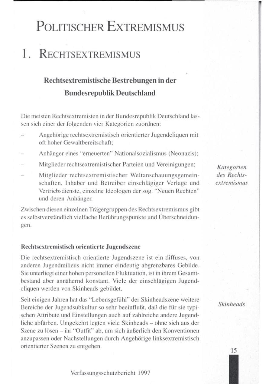 Seite 17 des Verfassungsschutzbericht 1997 Brandenburg