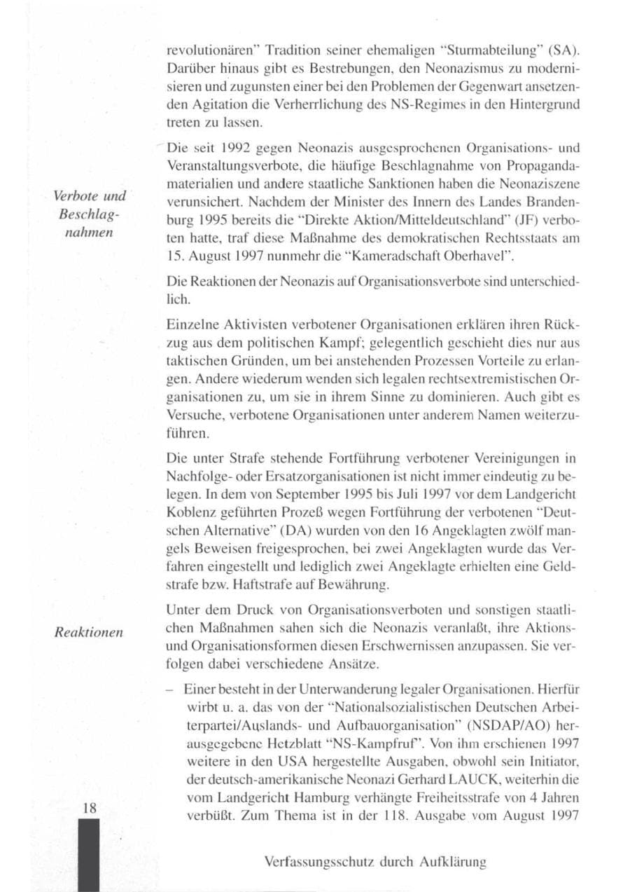 Seite 20 des Verfassungsschutzbericht 1997 Brandenburg