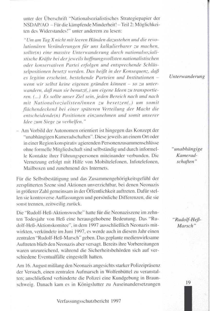 Seite 21 des Verfassungsschutzbericht 1997 Brandenburg