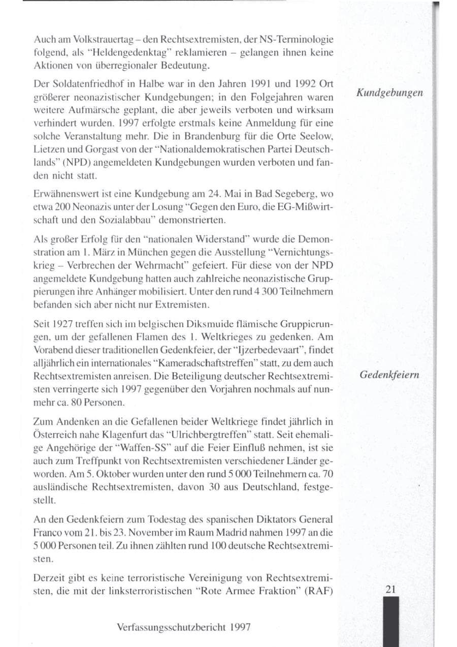 Seite 23 des Verfassungsschutzbericht 1997 Brandenburg