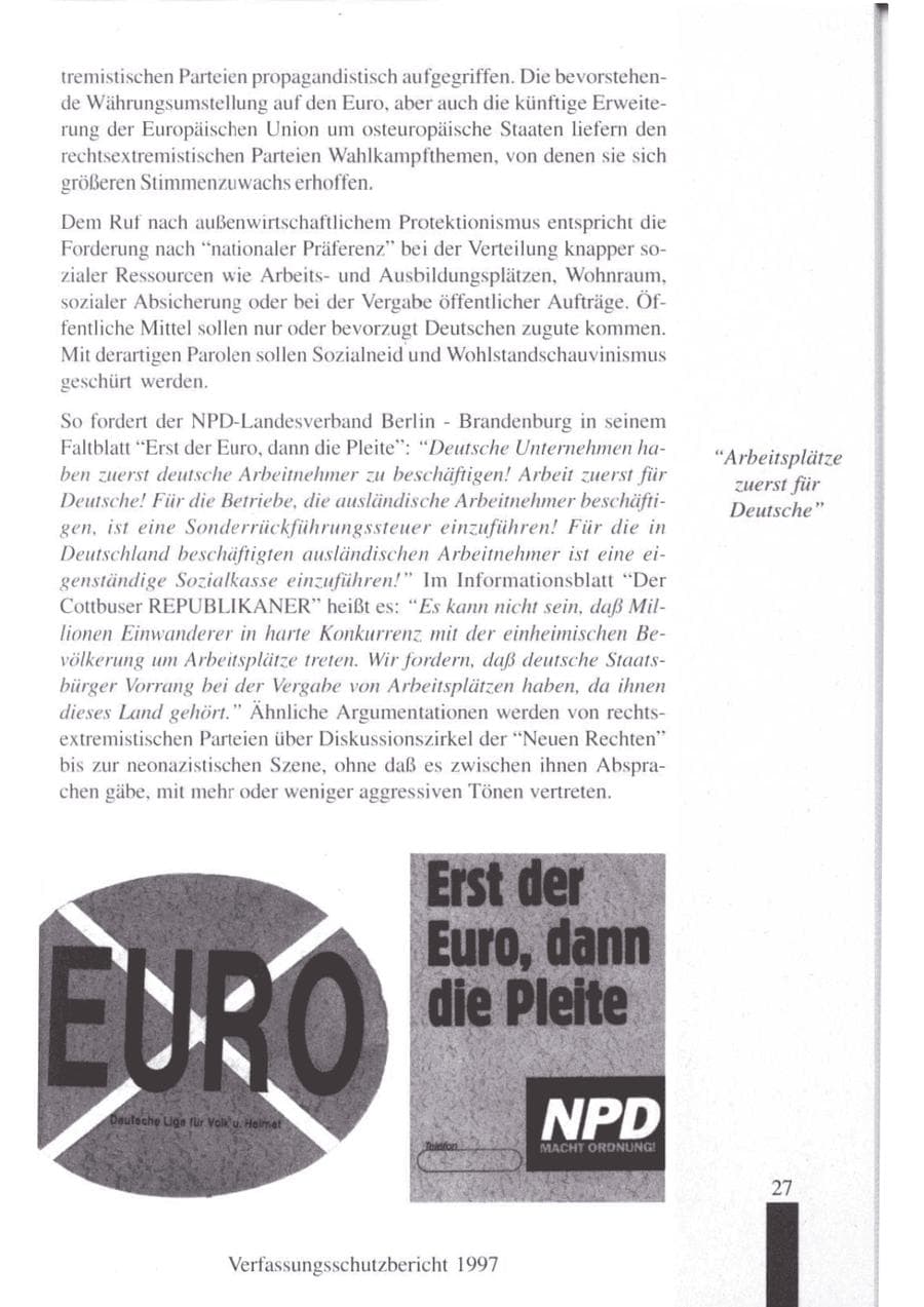 Seite 29 des Verfassungsschutzbericht 1997 Brandenburg