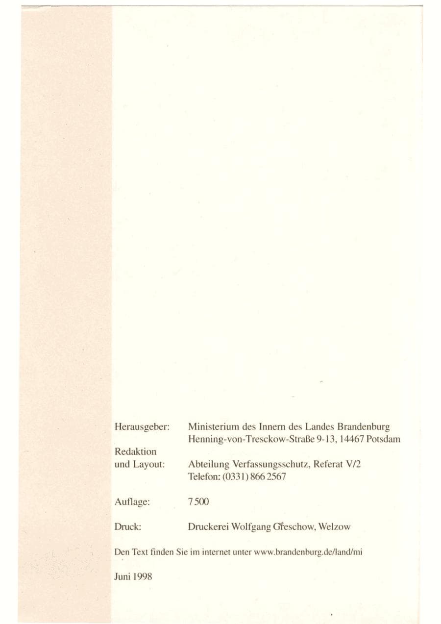 Seite 4 des Verfassungsschutzbericht 1997 Brandenburg