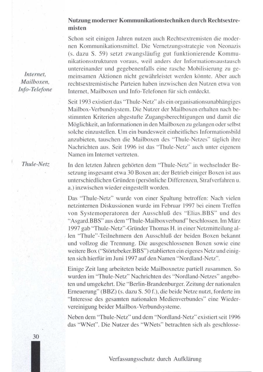 Seite 32 des Verfassungsschutzbericht 1997 Brandenburg