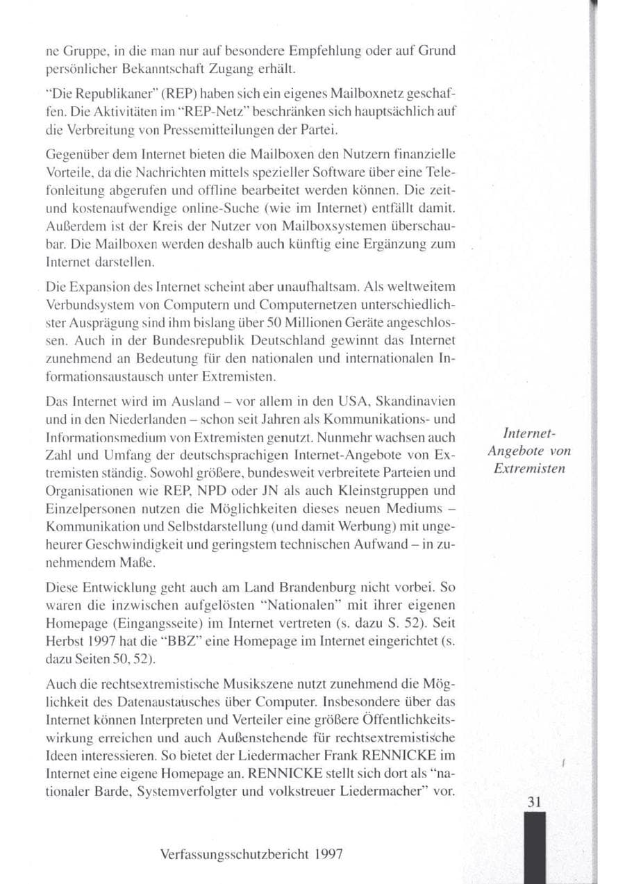 Seite 33 des Verfassungsschutzbericht 1997 Brandenburg