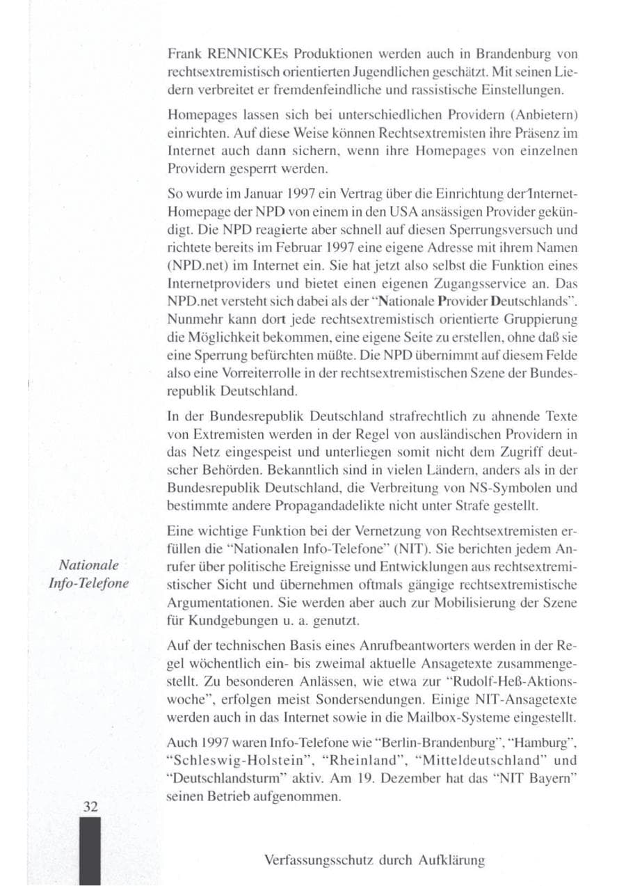 Seite 34 des Verfassungsschutzbericht 1997 Brandenburg
