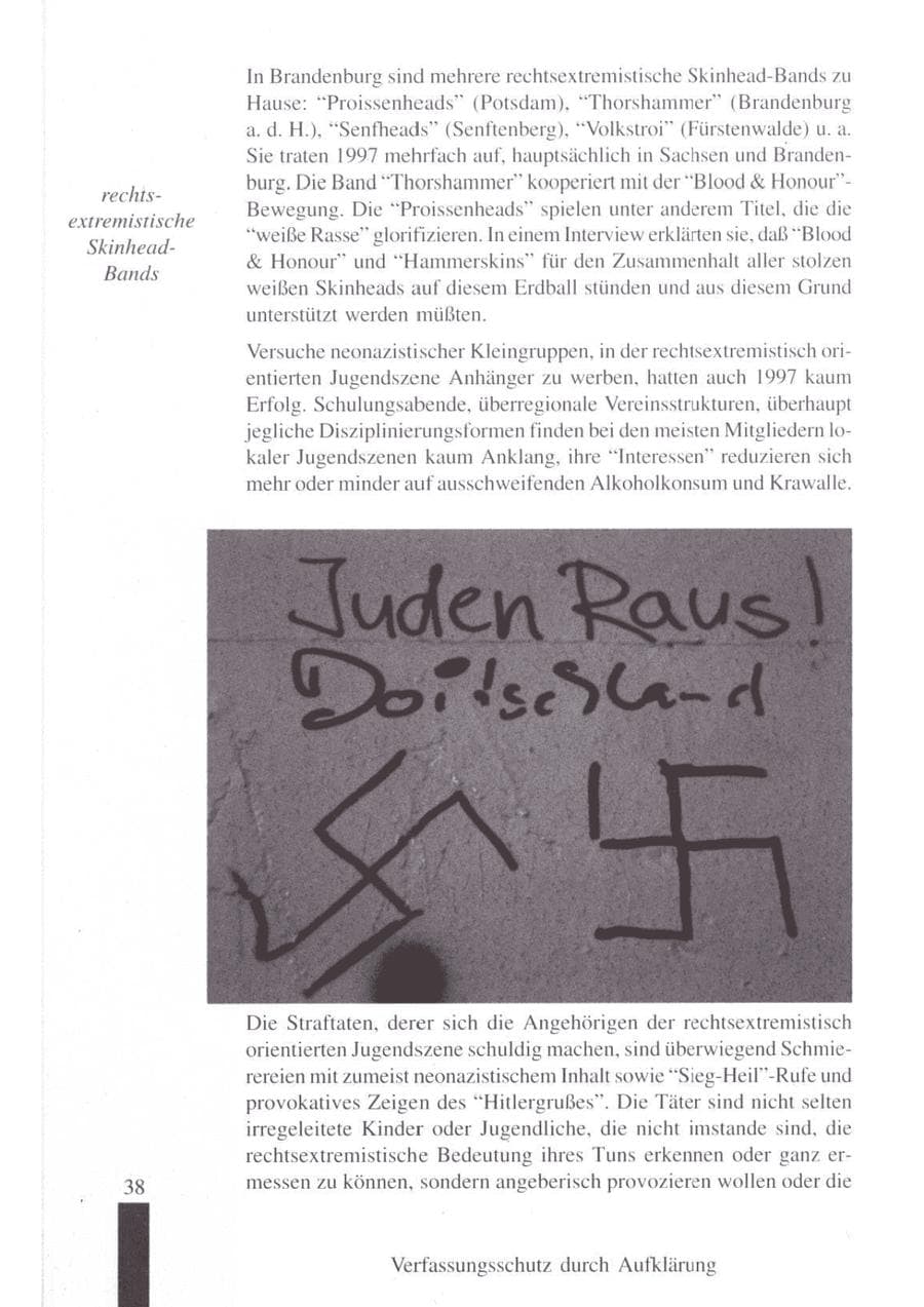 Seite 40 des Verfassungsschutzbericht 1997 Brandenburg